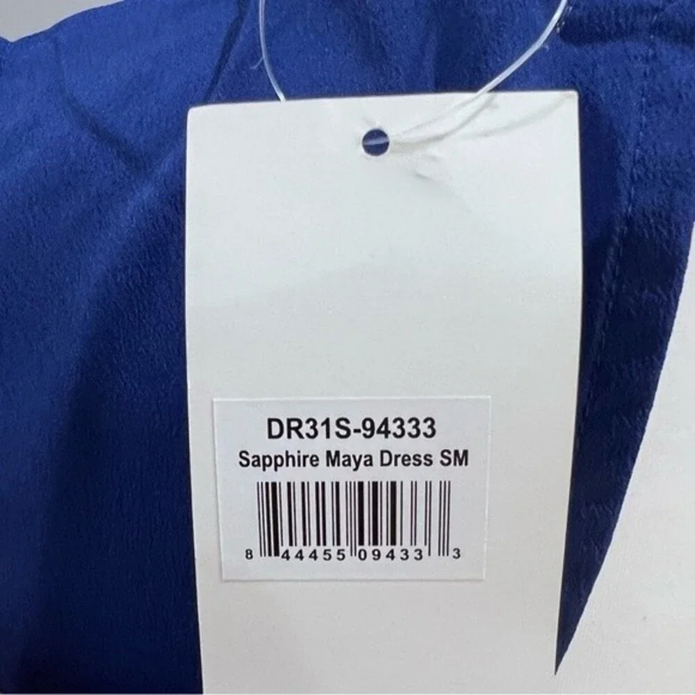 Boutique sapphire blue backless dress size small NWT